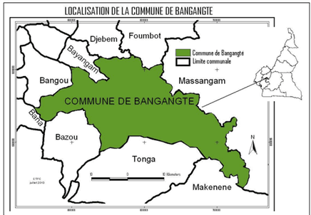 Carte du groupement Bangangté et de ses frontières